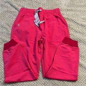 Figs Shocking Pink High Waisted Zamora Scrub Pant